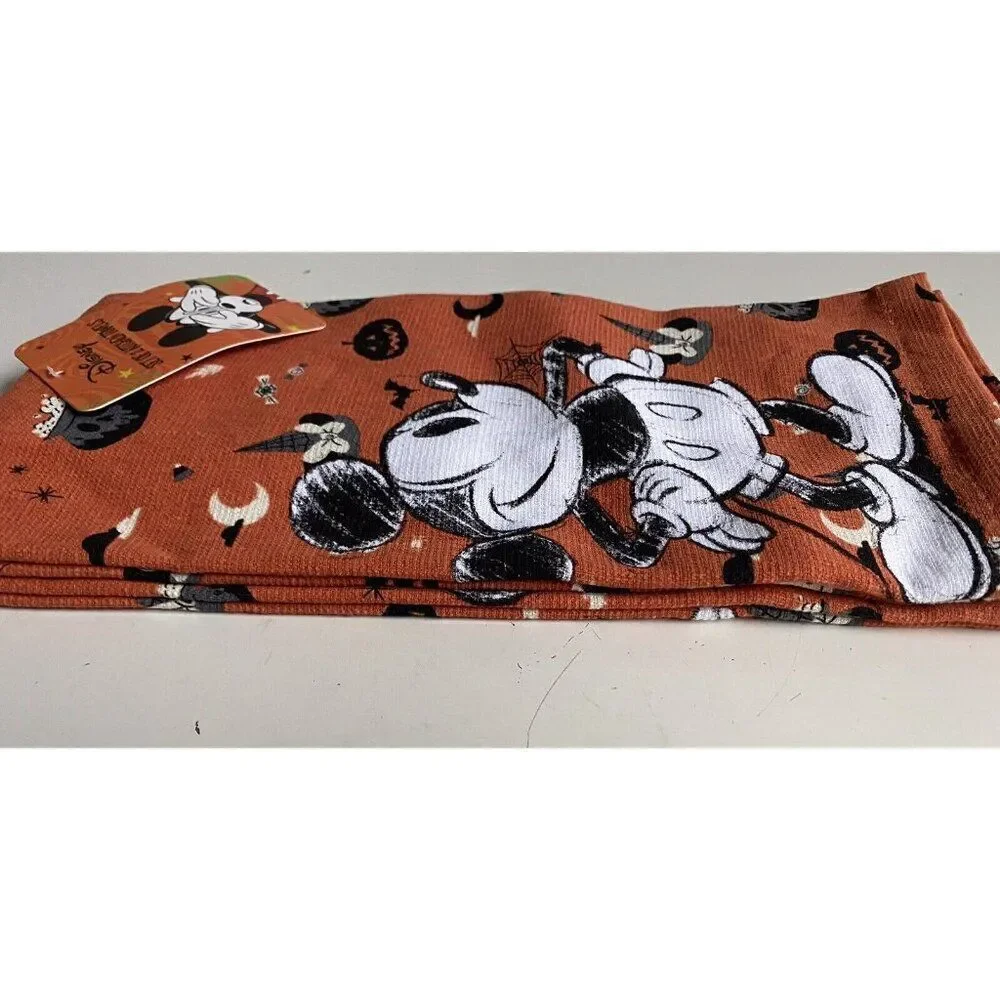2 Pack Disney Mickey Mouse Halloween Kitchen Towels Jack O Lantern Witch Hat NEW